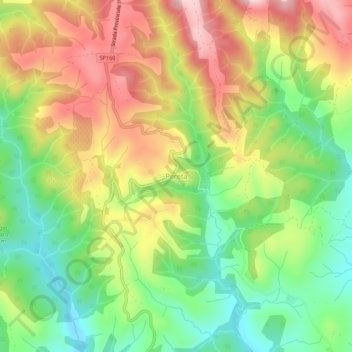 Mapa topográfico Pereta, altitud, relieve