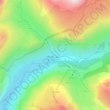 Mapa topográfico Tralenta, altitud, relieve