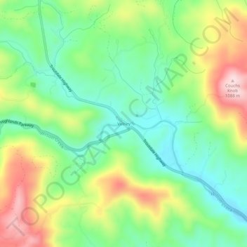 Mapa topográfico Volney, altitud, relieve
