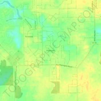 Mapa topográfico Foxchase, altitud, relieve