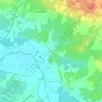Mapa topográfico Triac, altitud, relieve
