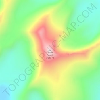 Mapa topográfico Mount Powell, altitud, relieve
