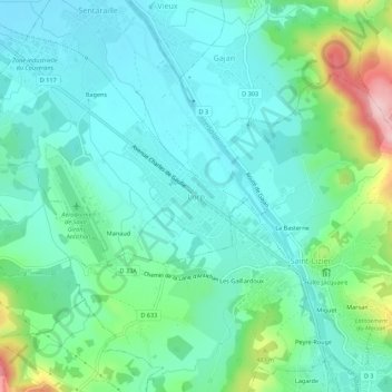 Mapa topográfico Lorp, altitud, relieve
