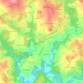 Mapa topográfico L'Autergie, altitud, relieve