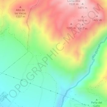Mapa topográfico Loma del Corral, altitud, relieve