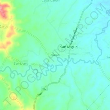 Mapa topográfico Talibon, altitud, relieve