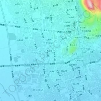 Mapa topográfico Zhaihouxiacun, altitud, relieve