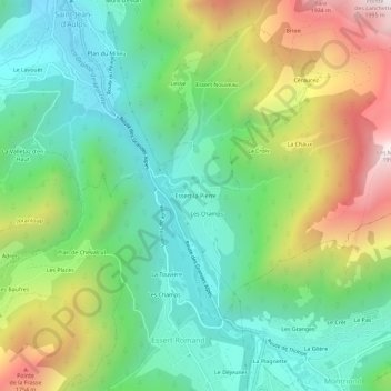 Mapa topográfico Essert-la-Pierre, altitud, relieve