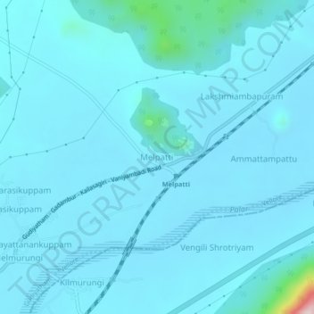 Mapa topográfico Melpatti, altitud, relieve