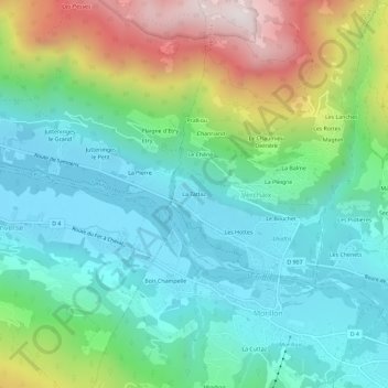 Mapa topográfico La Tattaz, altitud, relieve