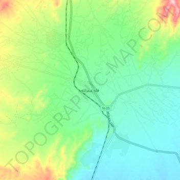 Mapa topográfico Qilla Abdullah, altitud, relieve