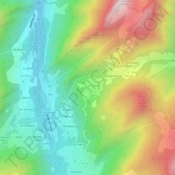 Mapa topográfico Les Rosets, altitud, relieve