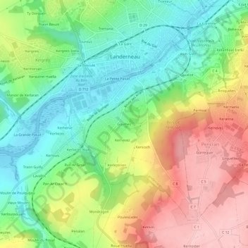 Mapa topográfico Goulheo, altitud, relieve