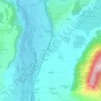 Mapa topográfico Wetzl, altitud, relieve