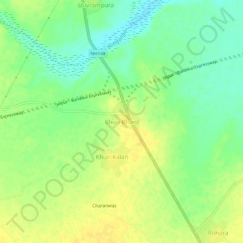Mapa topográfico Khuri Khurd, altitud, relieve