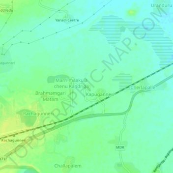 Mapa topográfico Kapugunneri, altitud, relieve