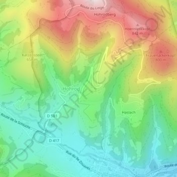 Mapa topográfico Wang, altitud, relieve