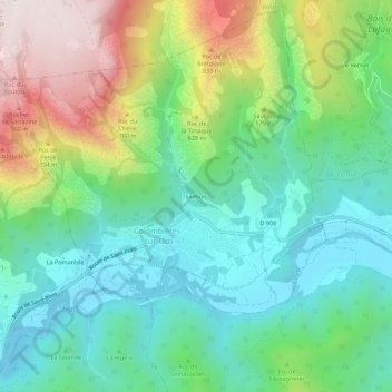Mapa topográfico Les Seilhols, altitud, relieve