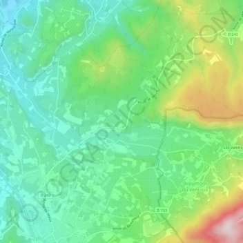 Mapa topográfico Les Margauds, altitud, relieve