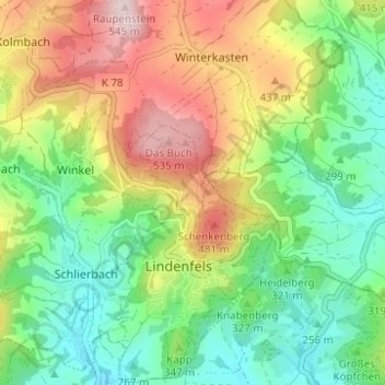 Mapa topográfico Litzelröder, altitud, relieve