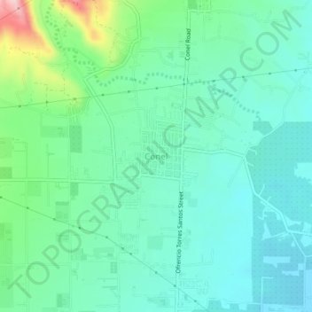 Mapa topográfico Conel, altitud, relieve