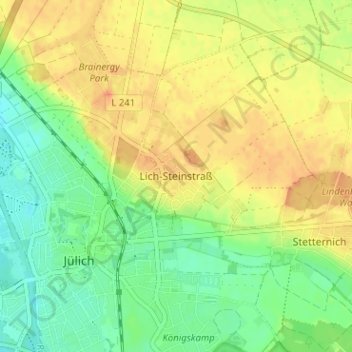 Mapa topográfico Lich-Steinstraß, altitud, relieve