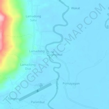 Mapa topográfico Guamonial, altitud, relieve