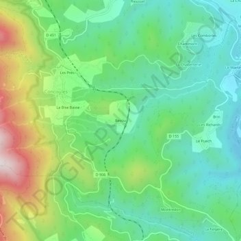Mapa topográfico Besou, altitud, relieve