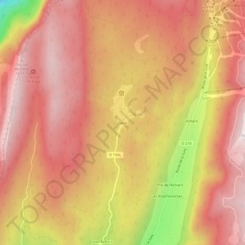 Mapa topográfico Gève, altitud, relieve