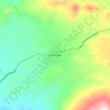 Mapa topográfico Tarecuato, altitud, relieve
