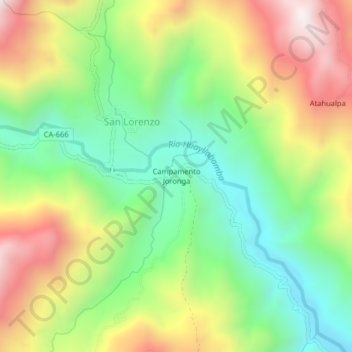 Mapa topográfico Campamento Joronga, altitud, relieve