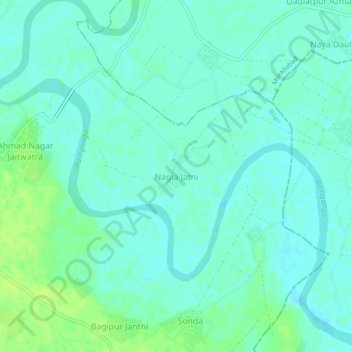 Mapa topográfico Nagla Jatni, altitud, relieve