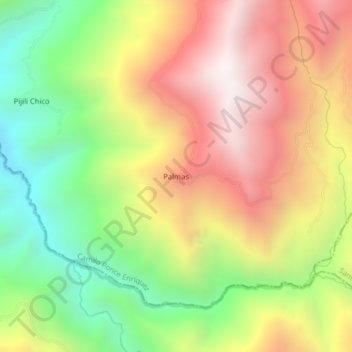 Mapa topográfico Palmas, altitud, relieve