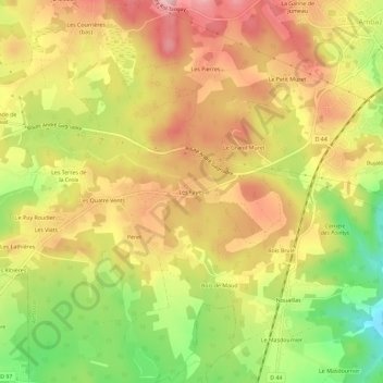Mapa topográfico Les Fayes, altitud, relieve