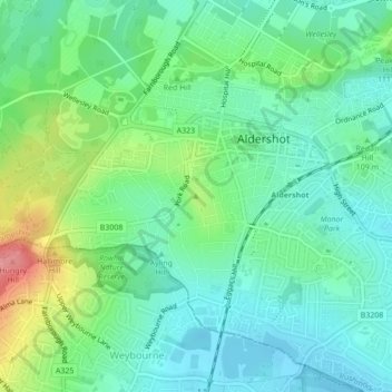 Mapa topográfico Cargate Hill, altitud, relieve
