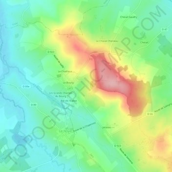Mapa topográfico La Marne Perau, altitud, relieve