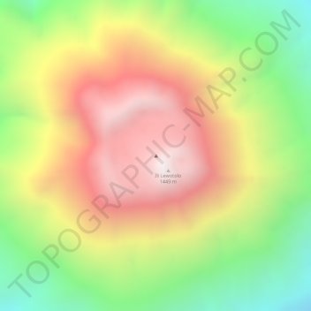 Mapa topográfico Gunung Lewotolo, altitud, relieve