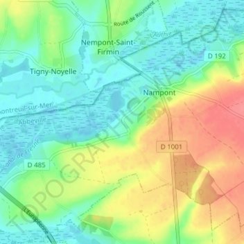 Mapa topográfico Flexicourt, altitud, relieve