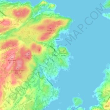 Mapa topográfico Fillan, altitud, relieve