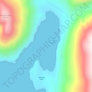 Mapa topográfico Taku Harbor, altitud, relieve