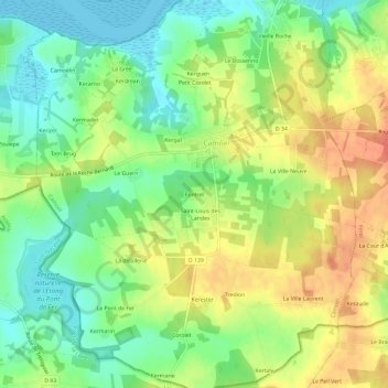 Mapa topográfico Pontrel, altitud, relieve
