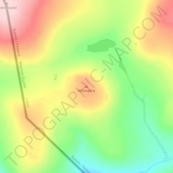 Mapa topográfico Altovaara, altitud, relieve