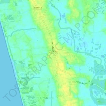 Mapa topográfico Varca, altitud, relieve