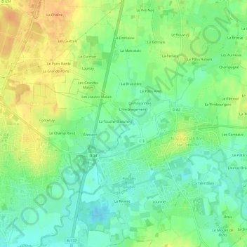 Mapa topográfico Les Morriers, altitud, relieve