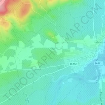 Mapa topográfico La Serre, altitud, relieve