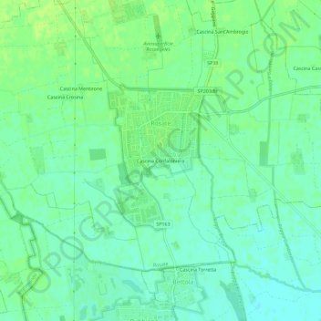 Mapa topográfico Cascina Confaloniera, altitud, relieve