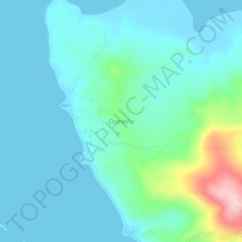 Mapa topográfico Osmeña, altitud, relieve