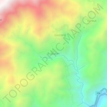 Mapa topográfico Buscalan, altitud, relieve