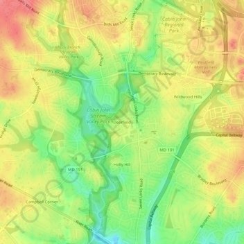 Mapa topográfico Deerfield, altitud, relieve