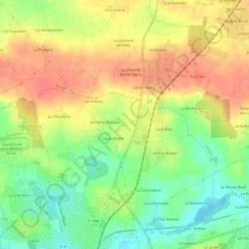 Mapa topográfico Les Layes, altitud, relieve